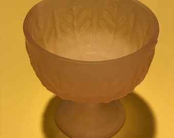 Pink Frosted Glass vintage 1978 FTD flower bowl / candy dish