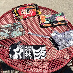 VERA BRADLEY Quilted Cotton Wallets Five (5) to Choose From: Java Brown, Deco Daisy, Ziggy Zinnia, Moon Shadow Meadow, or Night & Day
