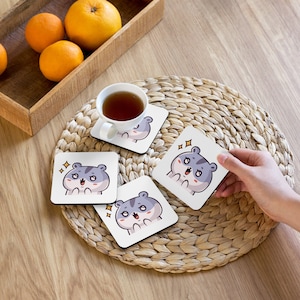 Hamster Haustier Illustration Cute Emote Kawaii Emote Cartoon Emotes Korkuntersetzer Kaffee Untersetzer