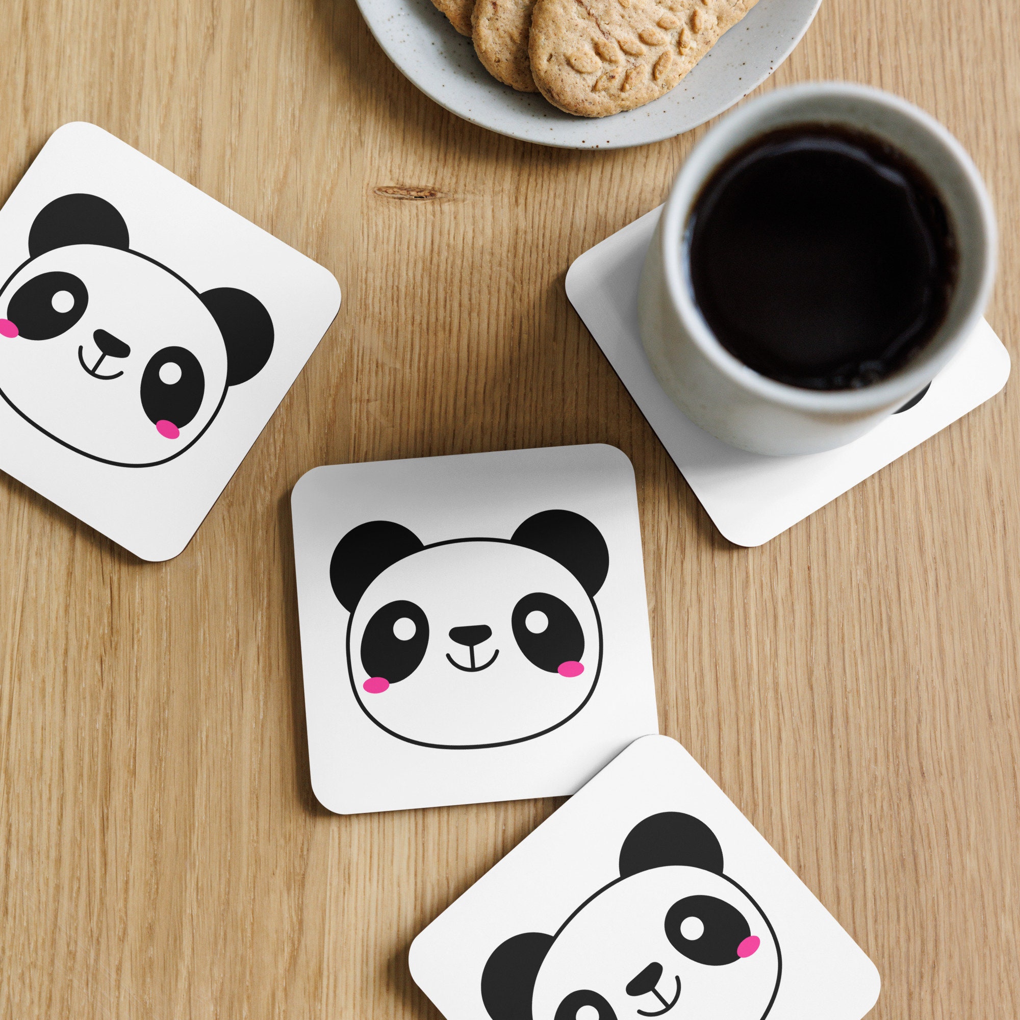 Panda Bear Cork Coaster, Kawaii Animal Gift - Etsy