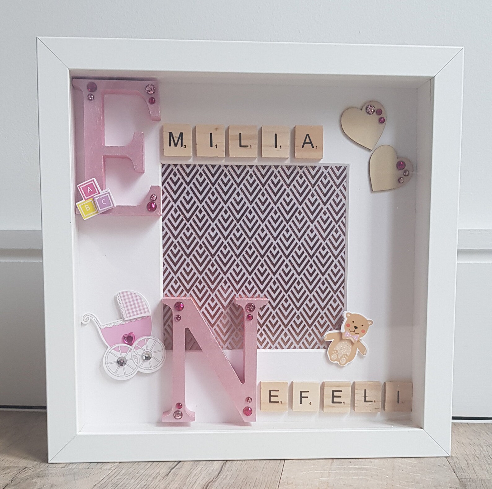 Personalised Baby Girl Box Frame Personalised Gift Baby Etsy UK