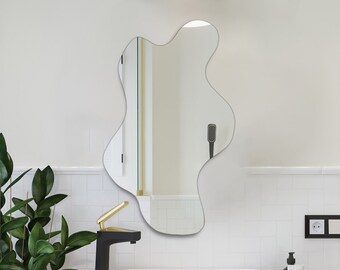 Irregular Mirror for Wall, Wavy Body Mirror, Funky Home Decor, Asymmetrical Bathroom Mirror, Decorative Vanity Mirror, Squiggle Wall Mirror