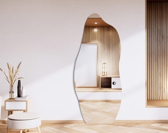 Wavy Full Length Mirror, Irregular Full Body Mirror, Asymmetrical large Floor Mirror, Curvy Standing Mirror, Squiggle Large Wall Mirror