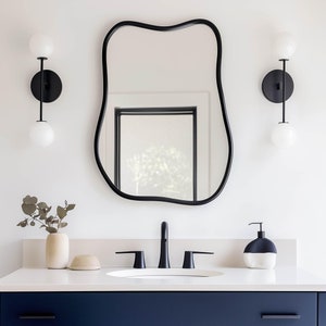 Contemporary Mirror, Modern Framed Wall Mirror, Asymmetrical Mirror Home Decor