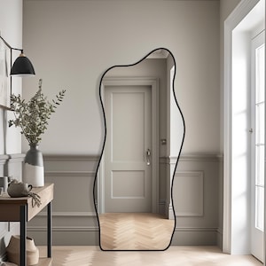 Wavy Full Length Mirror, Tall Irregular Mirror, Asymmetrical Floor Mirror, Modern Statement Piece for Unique Interior, Large Wall Mirror
