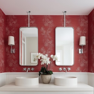 Modern Ceiling Hanging Bathroom Mirror, Metal Framed Vanity Mirror, Ceiling Suspended Mirror, Rectangular Designer Mirror, Hair Salon Mirror