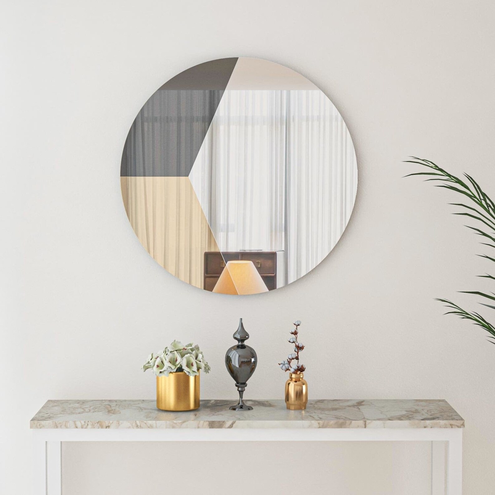 Complex'' Aesthetic Design Round Mirror Living Room Etsy