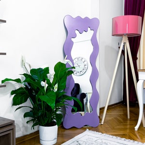 Purple Wood Frame Floor Mirror Multicolor Interior Styling - Etsy