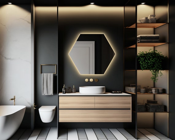 Hexagon led mirror deals