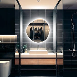 Asymmetrical Bathroom Mirror With Led Lights, RGB Led Vanity Mirror, Irregular Lighted Mirror, Illuminated Large Wall Mirror, Backlit Mirror image 3