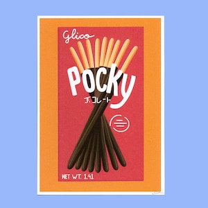 A5 Art Print - Pocky Chocolate Glico - Candy packaging illustration