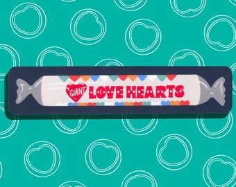 Love Hearts Vinyl Sticker with Rounded Corners - Candy Sweet Illustrated Sticker