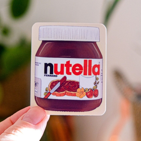 Nutella chocolade vinylsticker met afgeronde hoeken - schattige zoete sticker