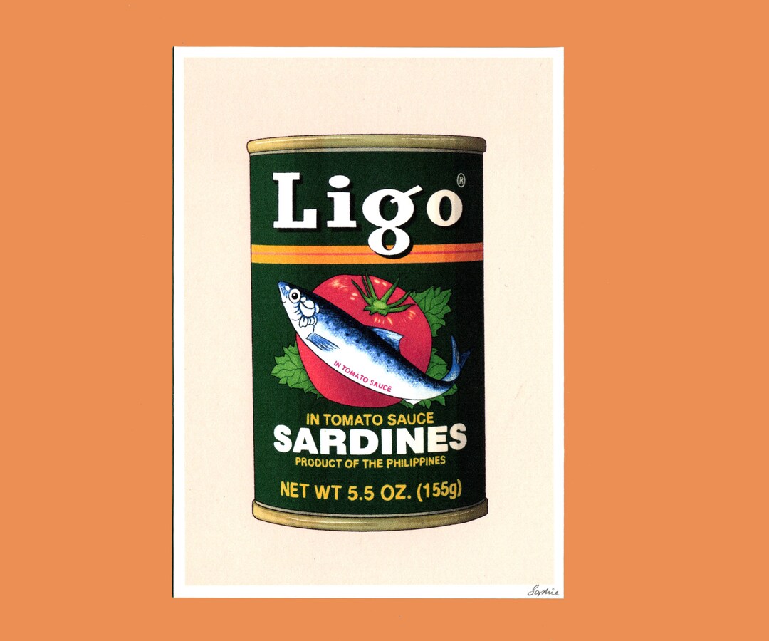 A5 or A6 Art Print Ligo Sardines Can in Tomato Sauce Fish Packaging