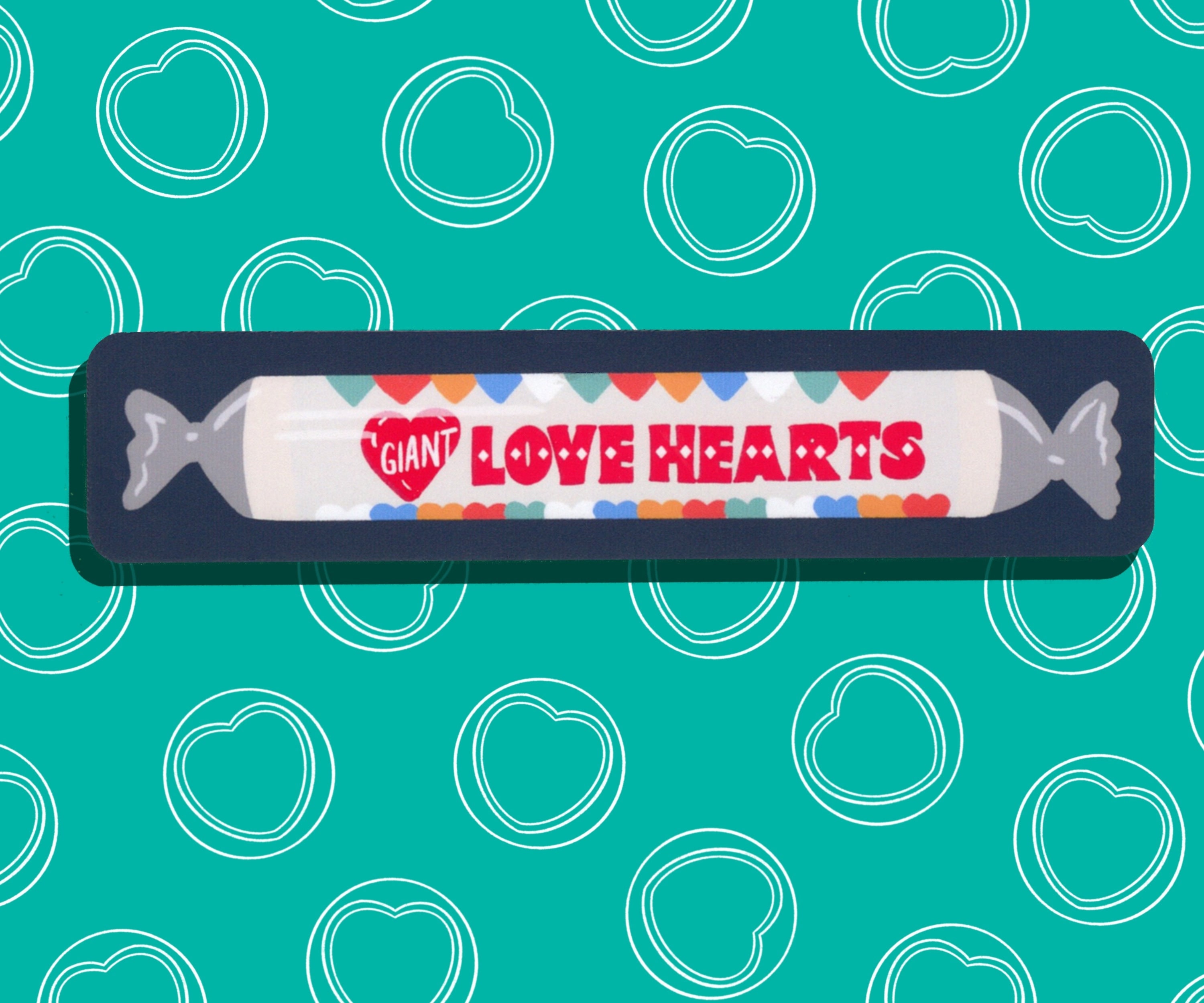 Love Hearts Vinyl Sticker with Rounded Corners - Candy Sweet Illustrated Sticker