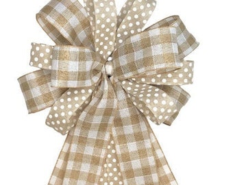 Farmhouse Bow, Buffalo Check Bow, Wreath Bow, Lantern Bow, Mailbox Bow, Everyday Rustic Bow, Whimsical Bow, Summer Bow, Farmhouse Decor Bow