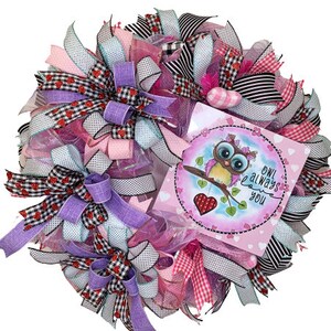 Valentines Wreath, Spring Wreath, Owl Wreath, Farmhouse Decor, Heart WReath, Owl Love Sign, Valentines Day Wreath, Owl Door Decoration