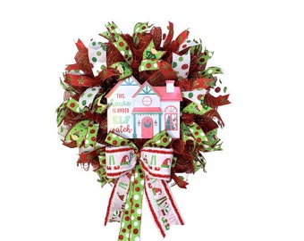 Elf Wreath, Christmas Wreath, Whimsical Elf Wreath, Elf Decoration, Christmas Decor, Christmas Elf Wreath, Christmas Door Hanger, Elf Decor