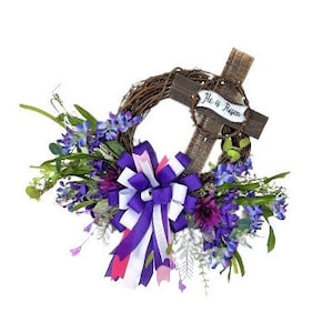 Easter Wreath, Religious Wreath Easter, Spring Wreath, Cross Wreath, He is Risen Wreath, Easter Cross Wreath, Easter Decor, Religious Decor