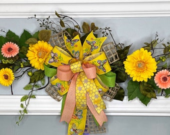 Farmhouse Swag, Summer Swag, Spring Swag, Farmhouse Decor, Spring Door Wreath, Door Swag, Flower Swag for front Door, Kitchen Swag, Summer