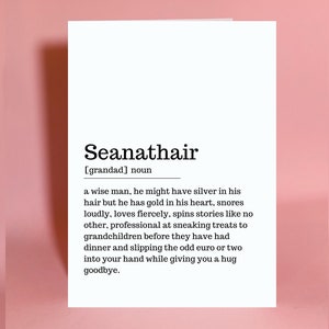 Cartão do avô, avô irlandês, cartão Seanaithair, cartão irlandês, cartão irlandês