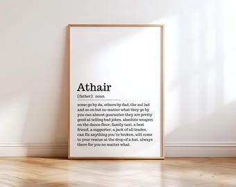 Athair, gift for a father, gift for a dad Irish print, wall art, wall print, fathers day gift, Father definition print