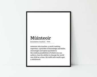 teacher gift, gift for a teacher, Irish saying, Irish gift, Irish language, Irish art, Irish print, wall art, wall print,