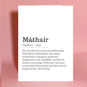 tarjeta del día de las madres, tarjeta Máthair, tarjeta Mam, día de las madres, mami irlandesa, regalo para mamá, regalo para madre,
