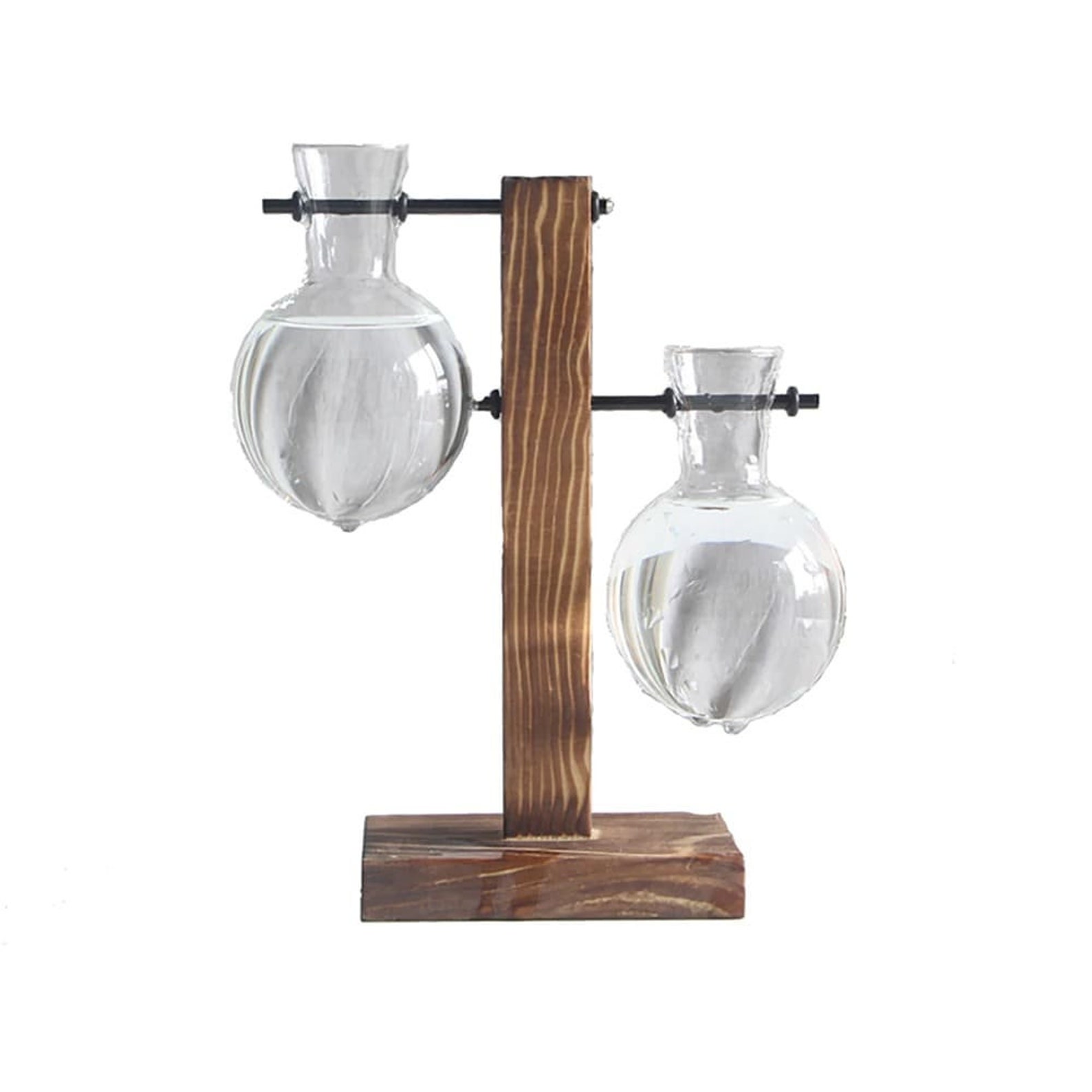 Glass Planter Bulb Vase with Wooden Stand Decorative Etsy