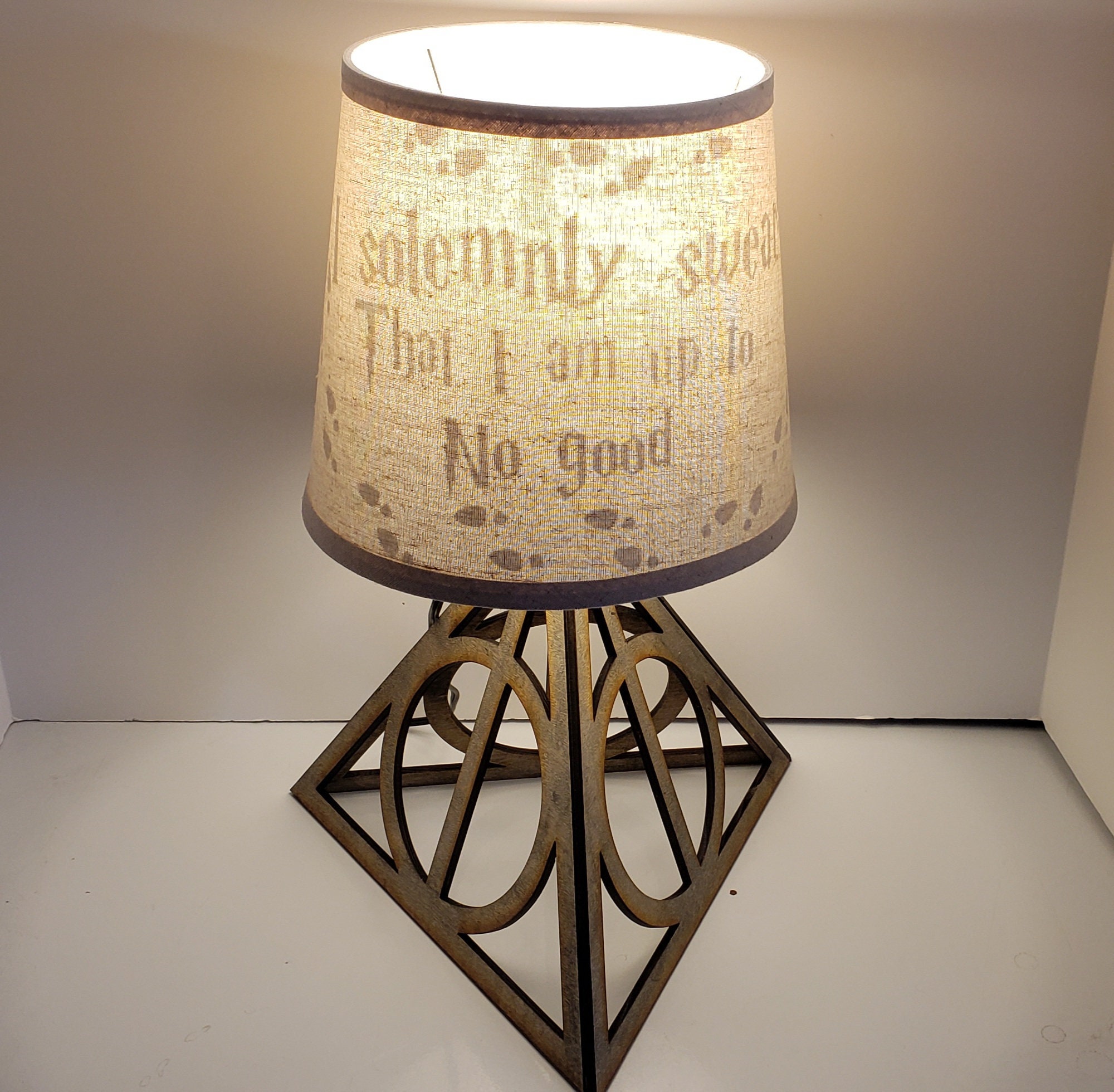 I Solemnly Swear That I am Up to No Good Wooden Lamp Desk Table Night…