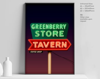 American road trip retro signage - Bar, High Quality Poster. Americana Series. Various Sizes.