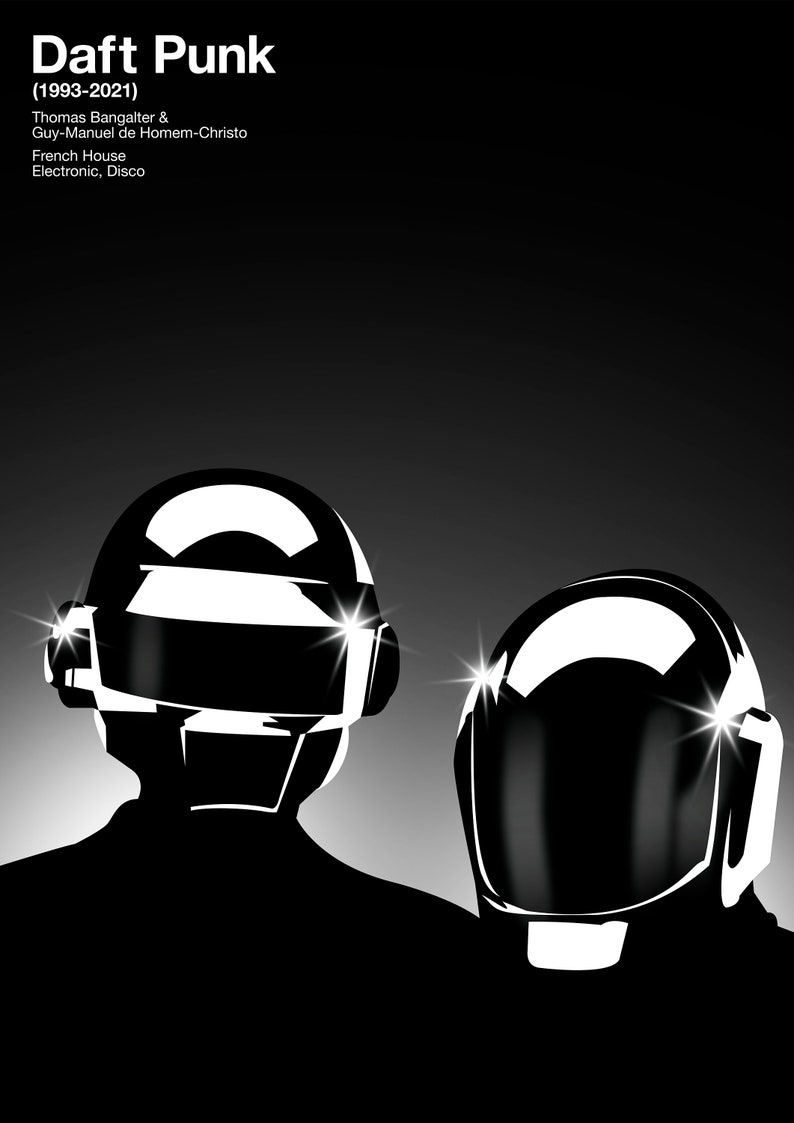 Music Pioneer Series. Daft Punk 1993 2021. Dance and Electronic Music Pioneers. French House. High Quality Poster in Various A Sizes image 2