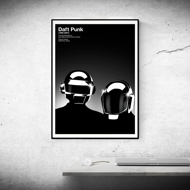 Music Pioneer Series. Daft Punk 1993 2021. Dance and Electronic Music Pioneers. French House. High Quality Poster in Various A Sizes image 1