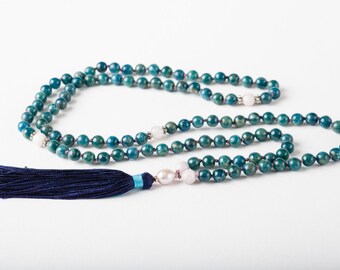 Abundant Inspiration apatite and kunzite crystal mala