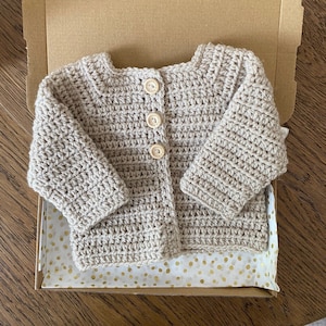 Unisex Crochet Baby Cardigan with buttons, Newborn gender neutral crochet baby clothes, Handmade Crochet Cardigan, Crochet baby sweater gift