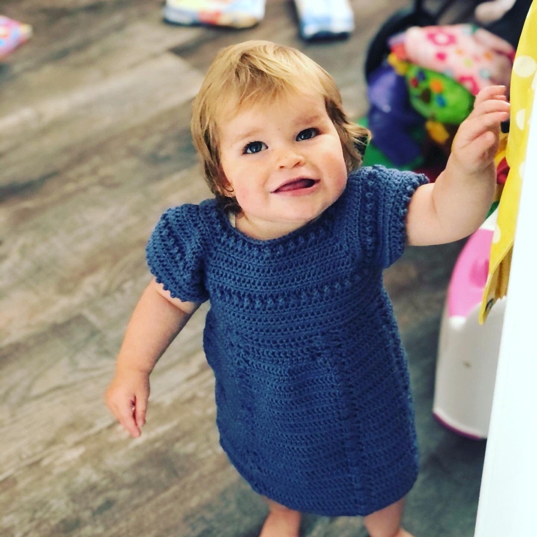 Handmade Crochet Baby Girl's Dress With Cap Sleeves Etsy UK