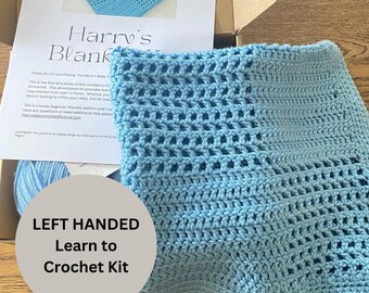 Left Handed Crochet Blanket Kit: Beginner Friendly with PDF Pattern