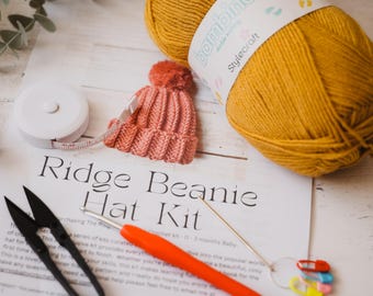 Learn to Crochet Pom Pom Hat Kit: Beginner Friendly complete Craft set PDF Pattern