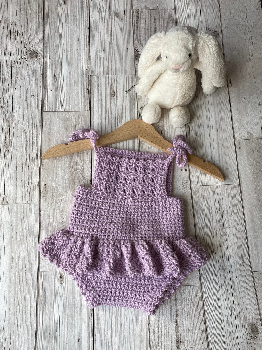 Crochet Baby Girl Romper With Skirt, Handmade Clothes for Baby, Preemie