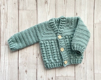 Baby Boy Crochet Cardigan, Knitted Cardigan, Boy’s first Cardigan, Baby Boy Going Home Outfit, Baby Shower Gift, Baby Sweater, newborn gift