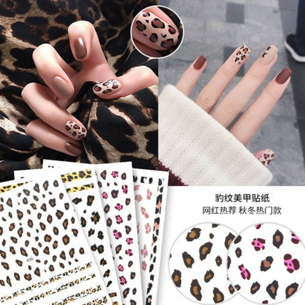 Leopard Nails Etsy