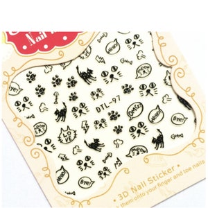 Cute Cat Kitten 3D Nail Stickers