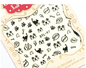 Cute Cat Kitten 3D Nail Stickers