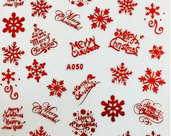 3D Merry Christmas Happy NewYear Star Snowflake Self-Adhesive  Nail Art Sticker/Gift Ideas for her