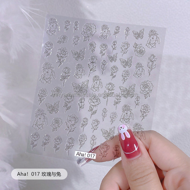 Butterfly Flower Rabbit Smiling Face 3D Self-adhesive Nail - Etsy