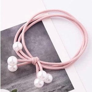 Fashion Pearl Hair Elastics Ties, Elastic Hair Bands for Women Hair Tie ...
