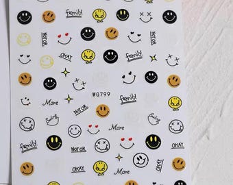 Happy Face-nagelstickers | Smiley-nailart | Nagels voor kinderen en volwassenen