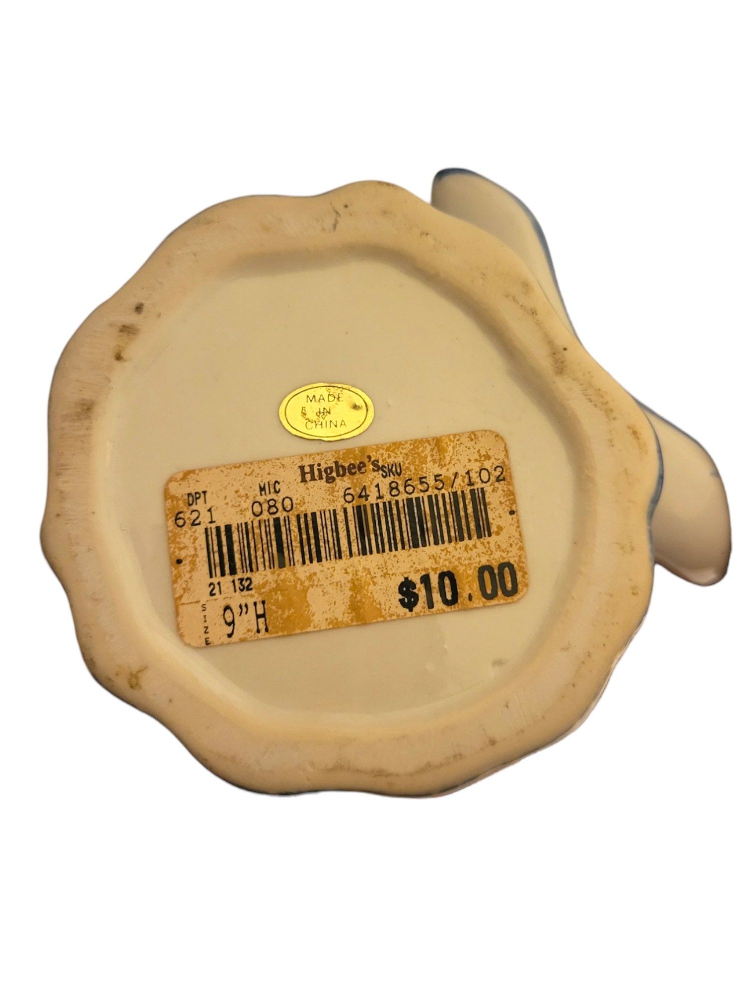 Vintage Collectible Large 9 Chinese Cobalt Blue & White Porcelain Koi