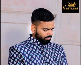 Vastraas New Stylish Collection Fancy Printed Ethnic Traditional Partywear Occasional Bandhgala Jodhpuri Suit For Men.