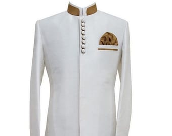 Vastraas Designer Light Pink Ethnic Stylish White Bandhgala Achkan Style Indo Western For Men
